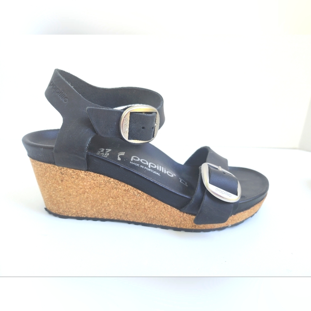 Birkenstock Papillio Soley Big Buckle Wedge - Black - 37
